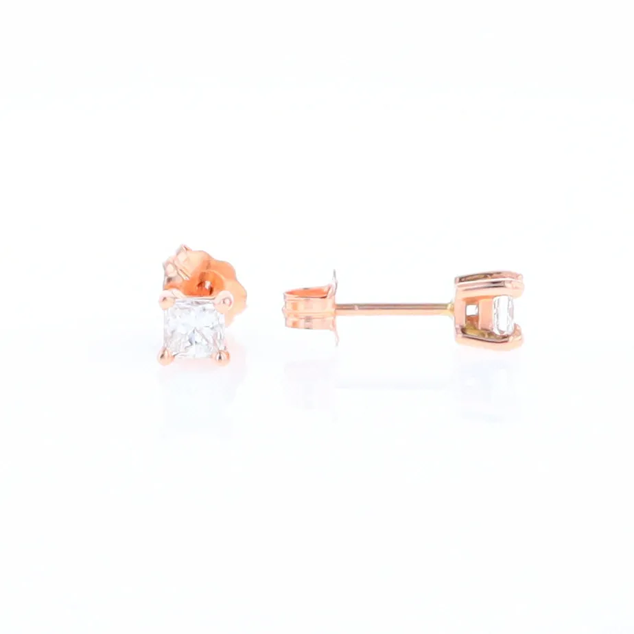 0.41ctw Princess Cut diamond Stud Earrings