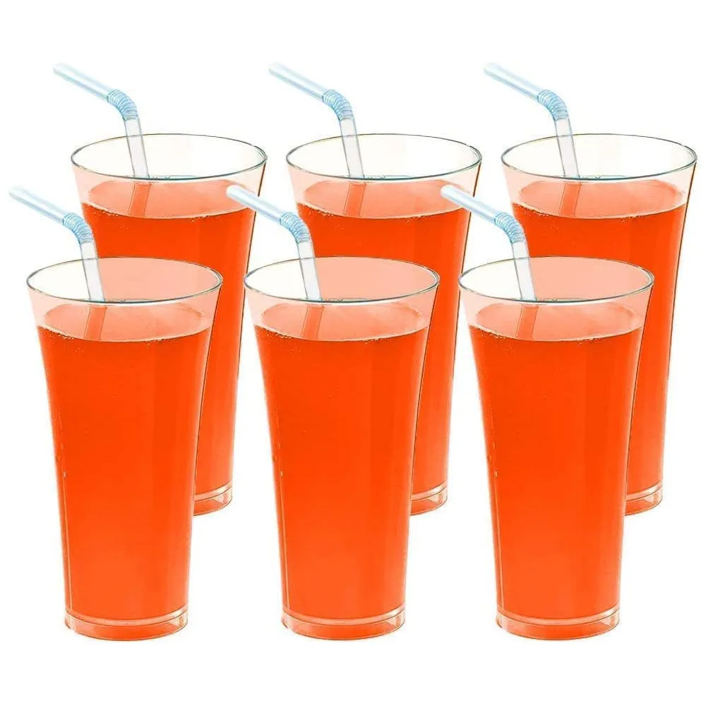 0630 Stylish look Plastic Juicy Glass, Transparent Glasses Set 300ml (6pcs)