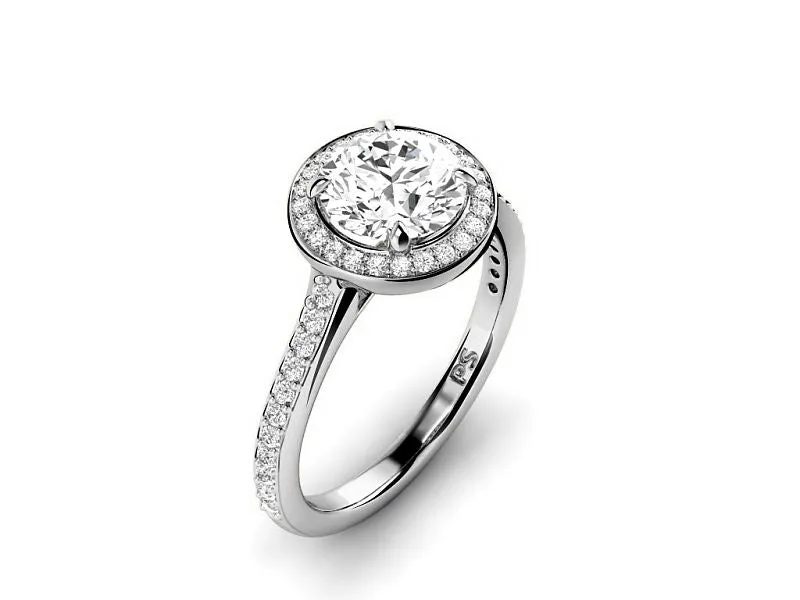 0.75-3.25 CT Round Cut Lab Grown Diamonds - Halo Ring