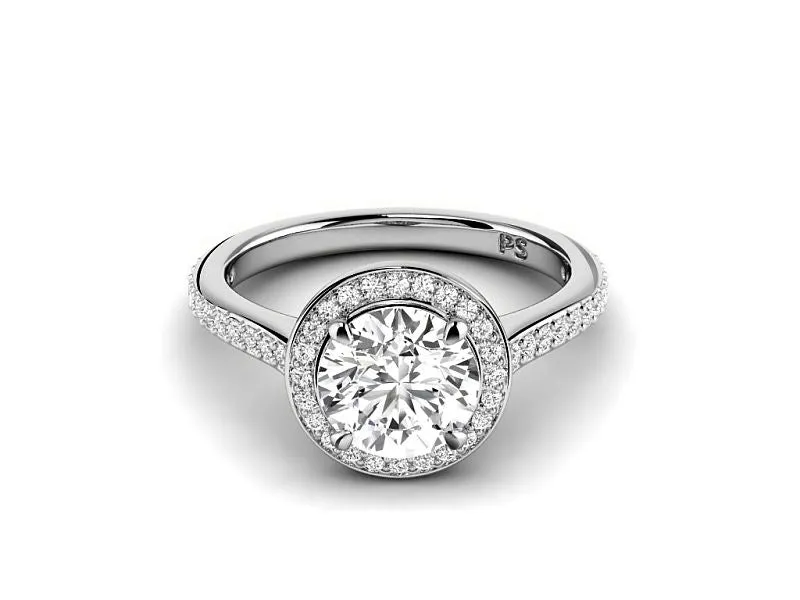 0.75-3.25 CT Round Cut Lab Grown Diamonds - Halo Ring