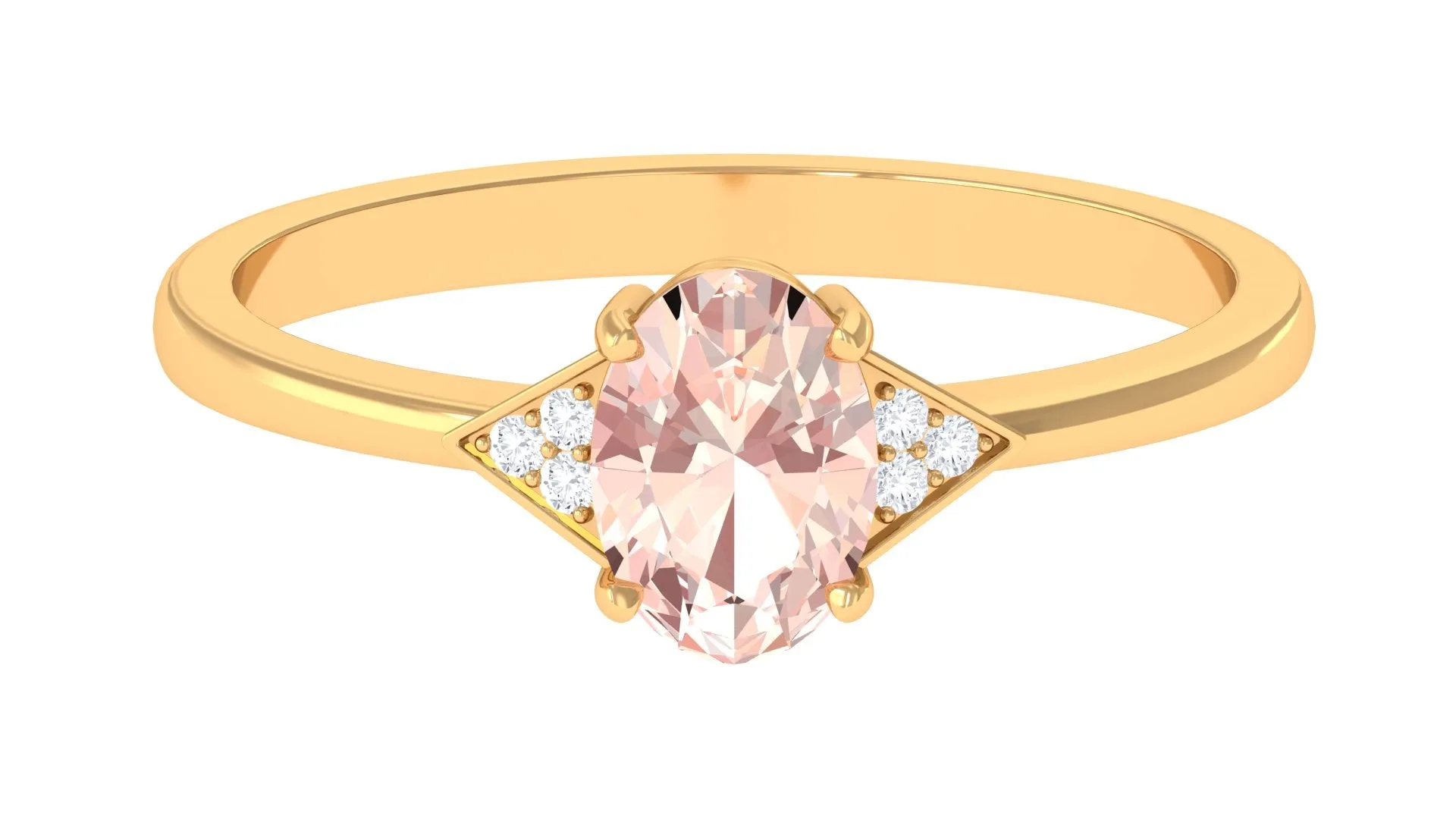 0.75 CT Oval Morganite Solitaire Ring with Diamond Accent