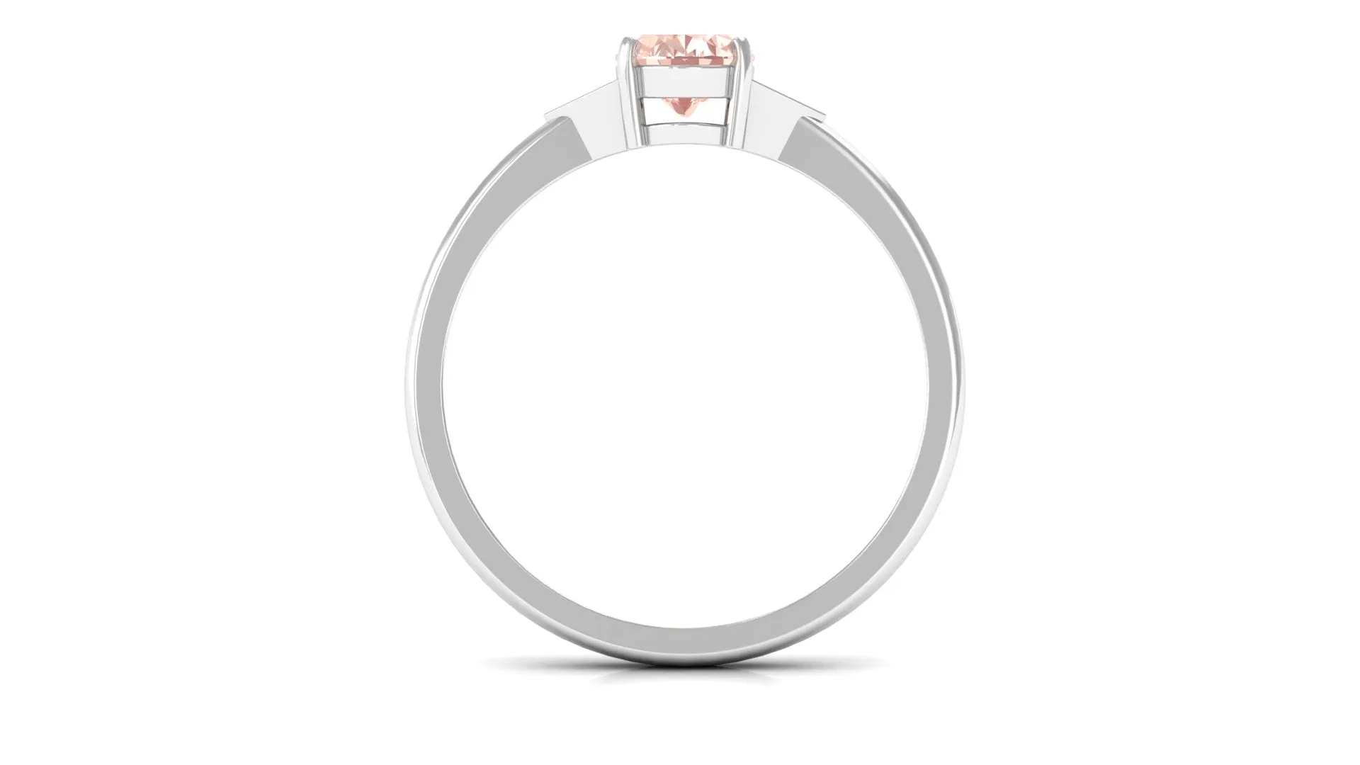 0.75 CT Oval Morganite Solitaire Ring with Diamond Accent