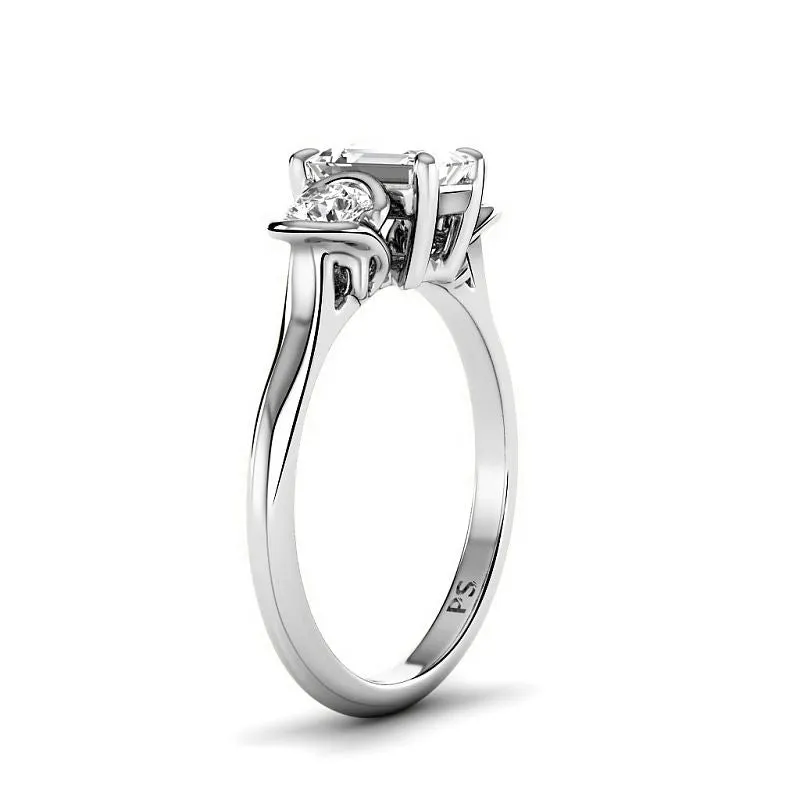 0.80-3.30 CT Round & Emerald Cut Lab Grown Diamonds - Three Stone Ring