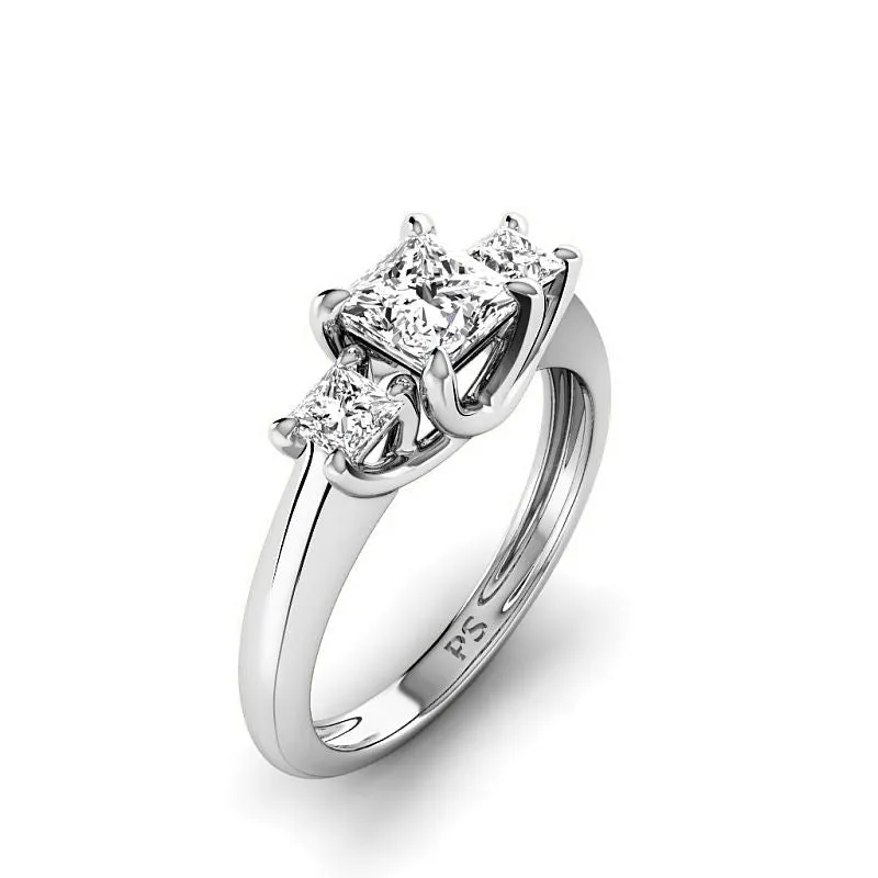 0.85-3.35 CT Princess Cut Lab Grown Diamonds - Three Stone Ring