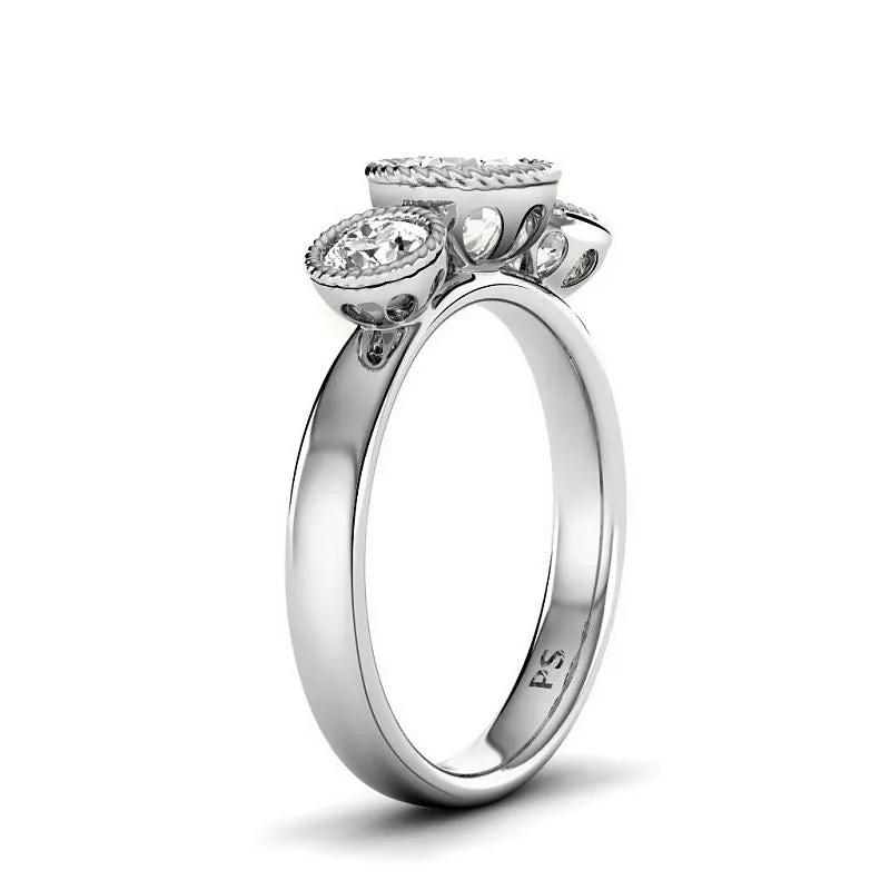 0.95-3.45 CT Round Cut Lab Grown Diamonds - Three Stone Ring