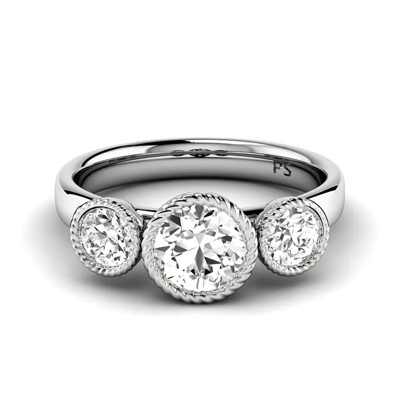 0.95-3.45 CT Round Cut Lab Grown Diamonds - Three Stone Ring