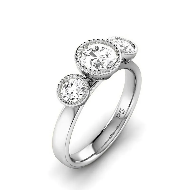 0.95-3.45 CT Round Cut Lab Grown Diamonds - Three Stone Ring