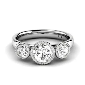 0.95-3.45 CT Round Cut Lab Grown Diamonds - Three Stone Ring