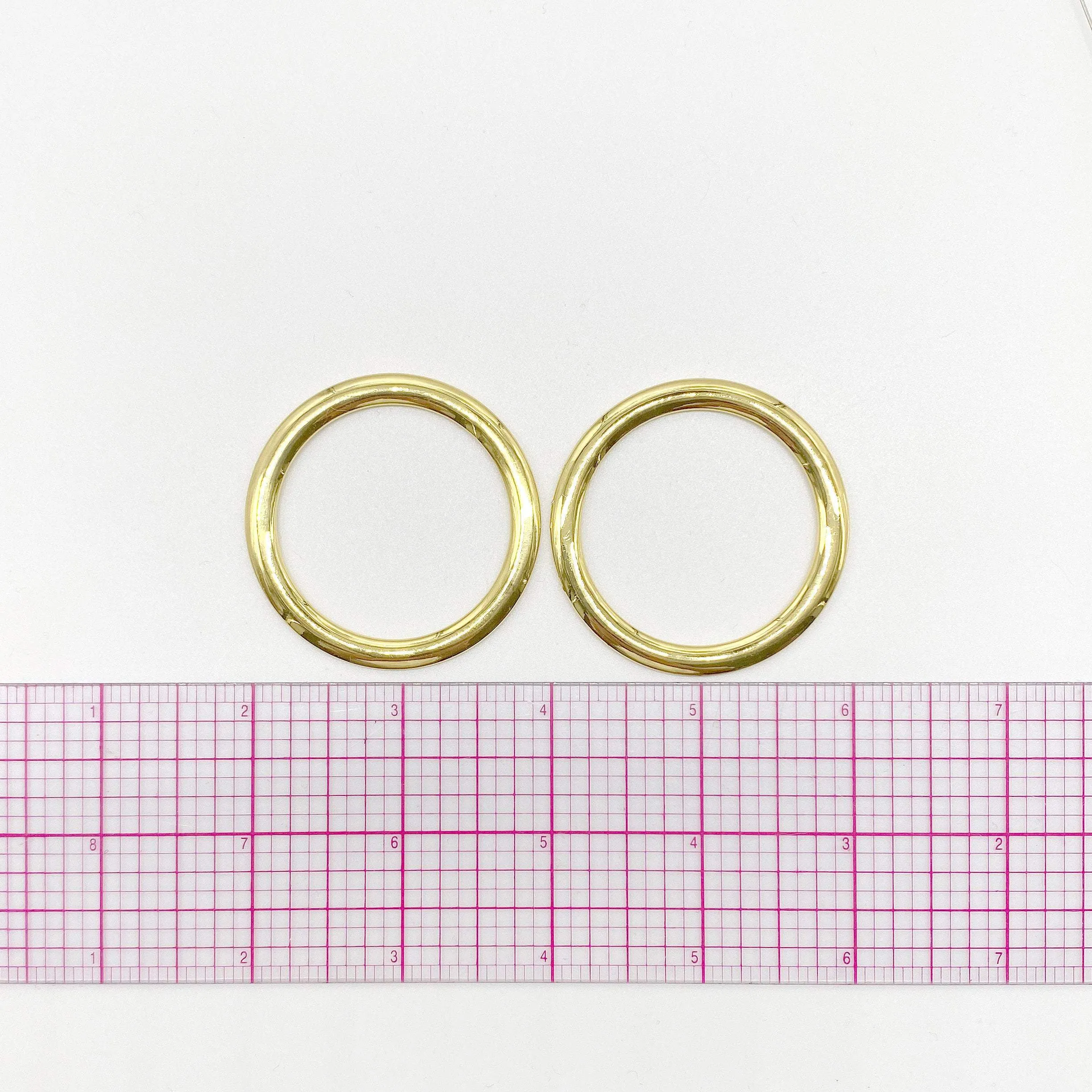 1 1/2" (40mm) Large Shiny Flat and Rounded Gold Rings for Swimwear, Bikini or Dancewear, Set of 2