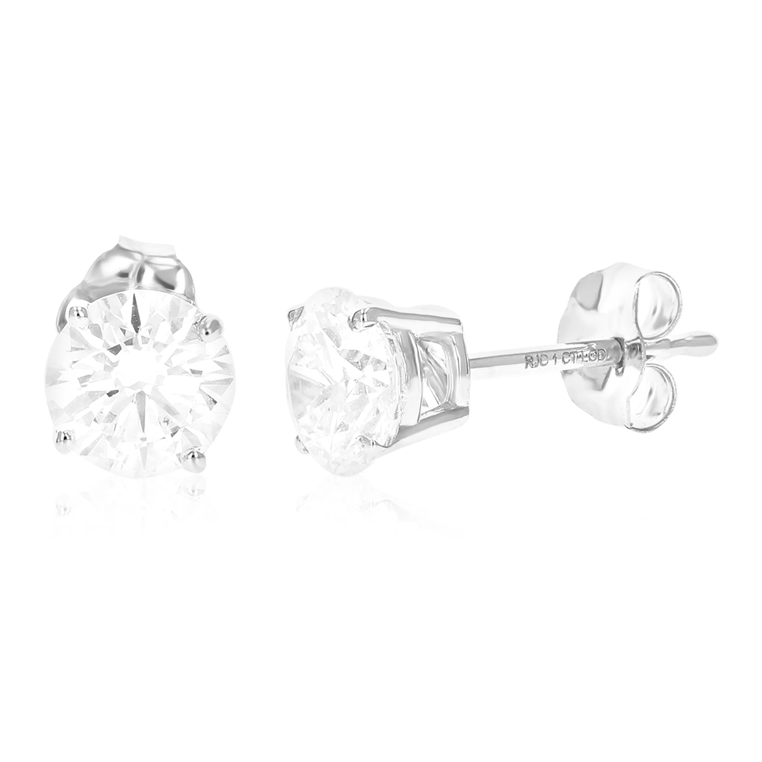 1 cttw Lab Grown Diamond Stud Earrings 14K Gold VS1 Clarity H-I Color Round