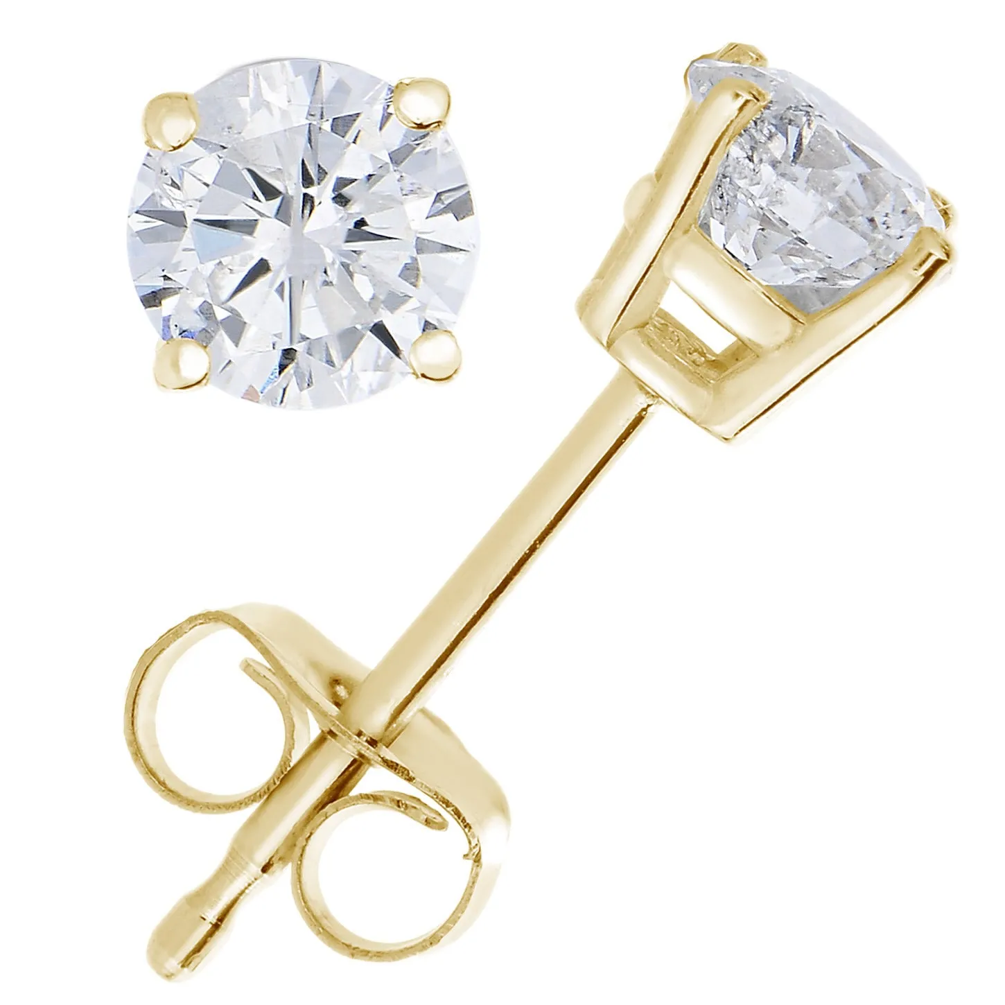 1 cttw Lab Grown Diamond Stud Earrings 14K Gold VS1 Clarity H-I Color Round