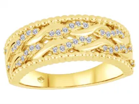 10K Yellow Gold Diamond Fancy Wide Band