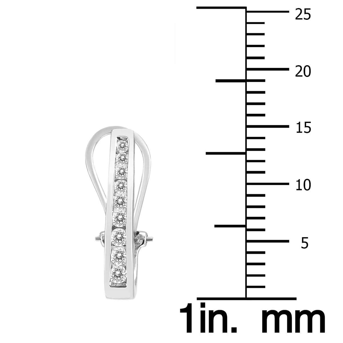 1/2 Carat Tw Channel-Set Diamond Omega Back Hoop Earrings In 14K White Gold Clarity