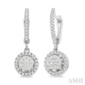 1/2 Ctw Lovebright Round Cut Diamond Earrings in 14K White Gold