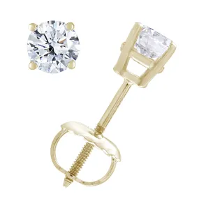 1/3 cttw VS1-VS2 Certified Diamond Stud Earrings 14K Yellow Gold Round Screw Backs