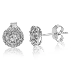 1/4 cttw Round Lab Grown Diamond .925 Sterling Silver Stud Earrings Prong Set