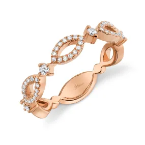 14K Rose Gold Diamond Open Design Stackable Ring