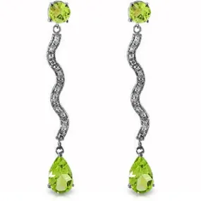 14K Solid White Gold Earrings w/ Diamonds & Peridots