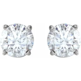 14K White 4 mm Natural White Sapphire Stud Earrings