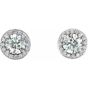 14K White 4.5 mm Natural White Sapphire & 1/6 CTW Natural Diamond Earrings