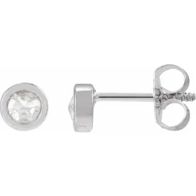 14K White Gold .06 CTW Rose-Cut Natural Diamond Threaded Post Earrings