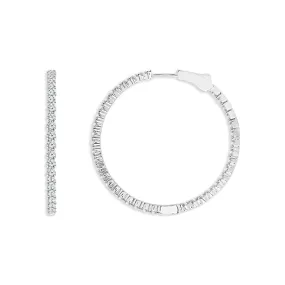 14K White Gold 3ctw Round Inside Out Diamond Hoops