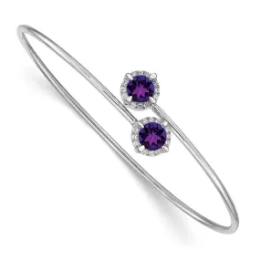 14k White Gold Amethyst Flexible Bangle