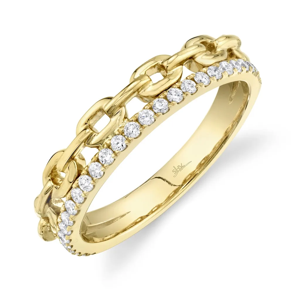 14K Yellow Gold Diamond Link Ring