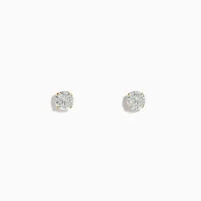 14K Yellow Gold Diamond Solitaire Stud Earrings 1.00 TCW