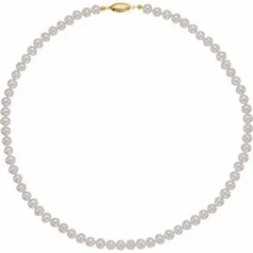 14K Yellow Panache® Cultured White Freshwater Pearl 18" Necklace