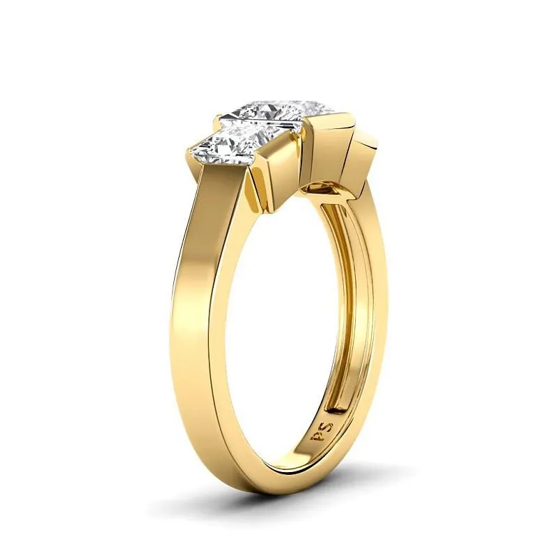 1.50-4.00 CT Princess Cut Lab Grown Diamonds - Three Stone Ring