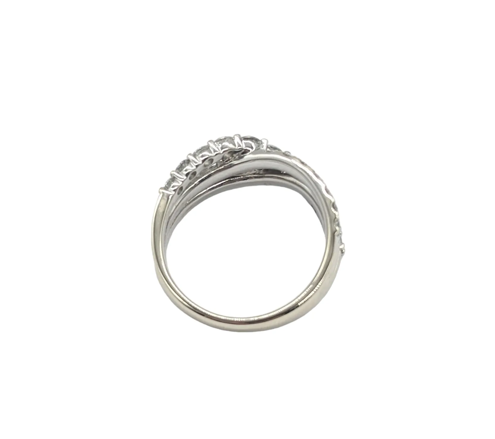 1.50 Carat Total Weight 3 Row X-Over Ring