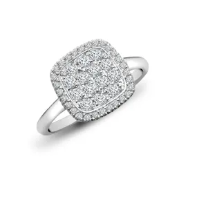 18ct White 0.55ct Dia Cluster Cushion Shape Ring