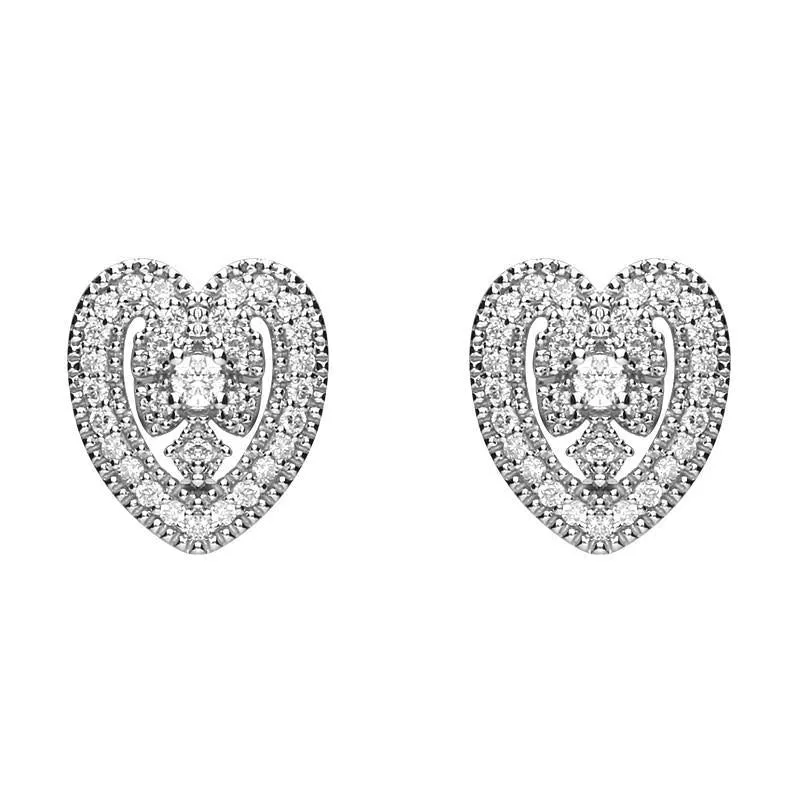 18ct White Gold  0.15ct Diamond House Style Leaf Stud Earrings