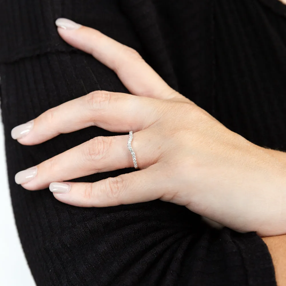 18ct White Gold 'Carina' Contour Ring With 0.2 Carats Of Diamonds