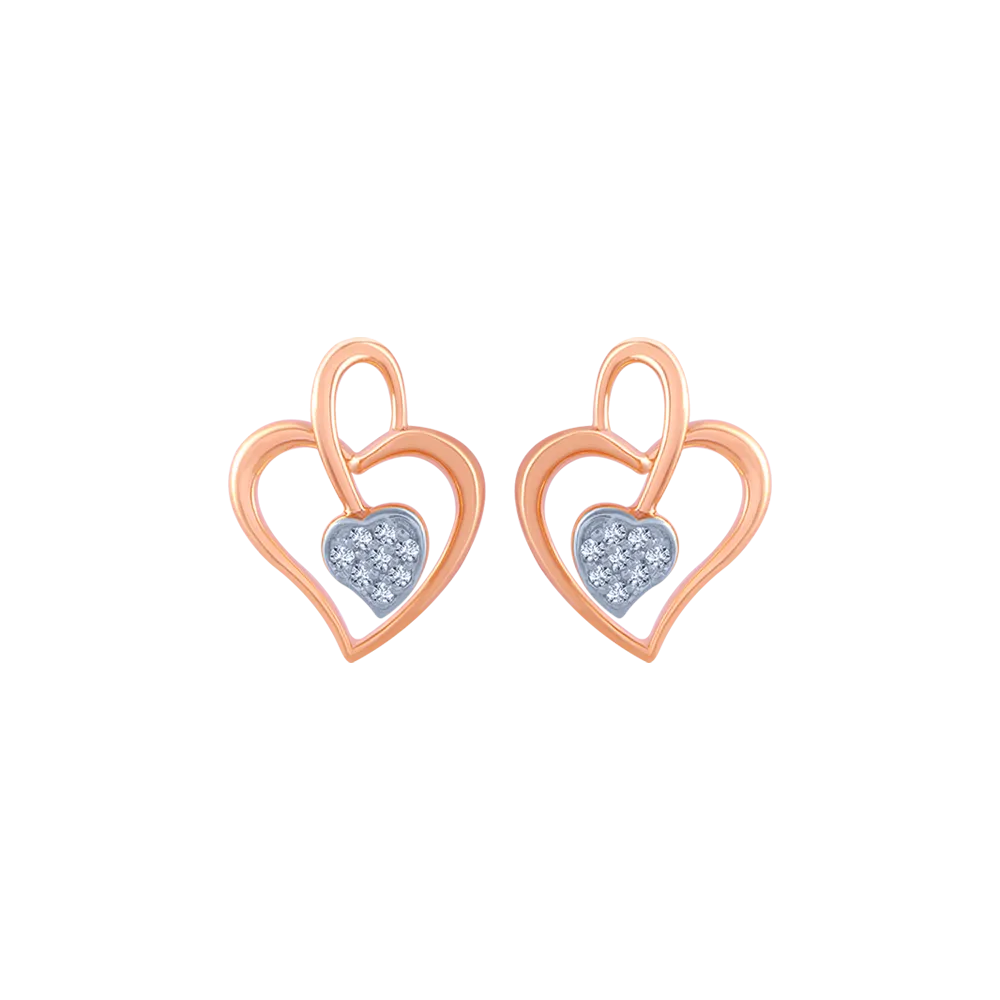 18k (750) Rose Gold And Diamond Stud Earrings For Women