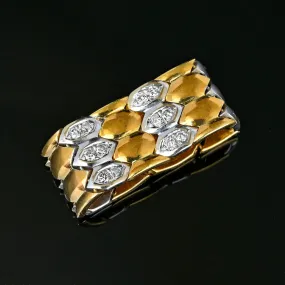 18K Gold Articulated Wide Diamond Snake Ring Band