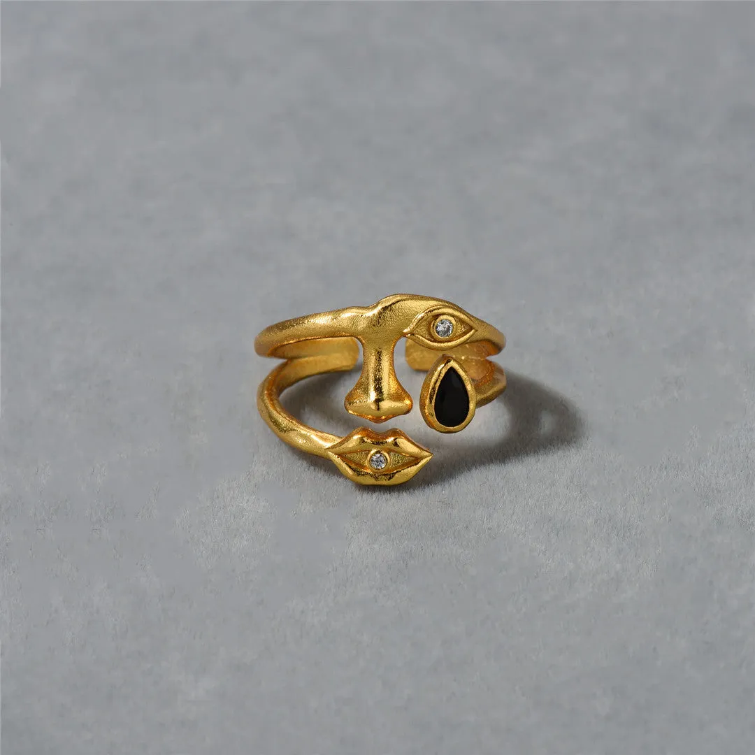 18K Gold Face Ring