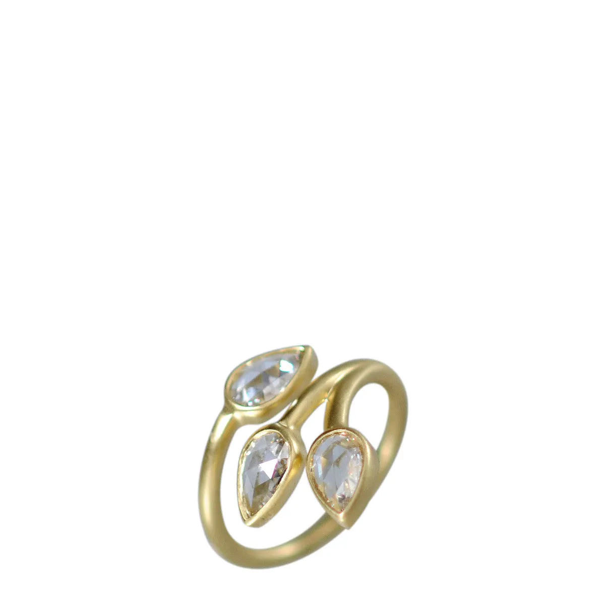 18K Gold Large Rose Cut Diamond Vine Ring