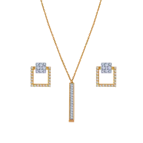 18k Sublime Petite Diamond Necklace Earrings Set