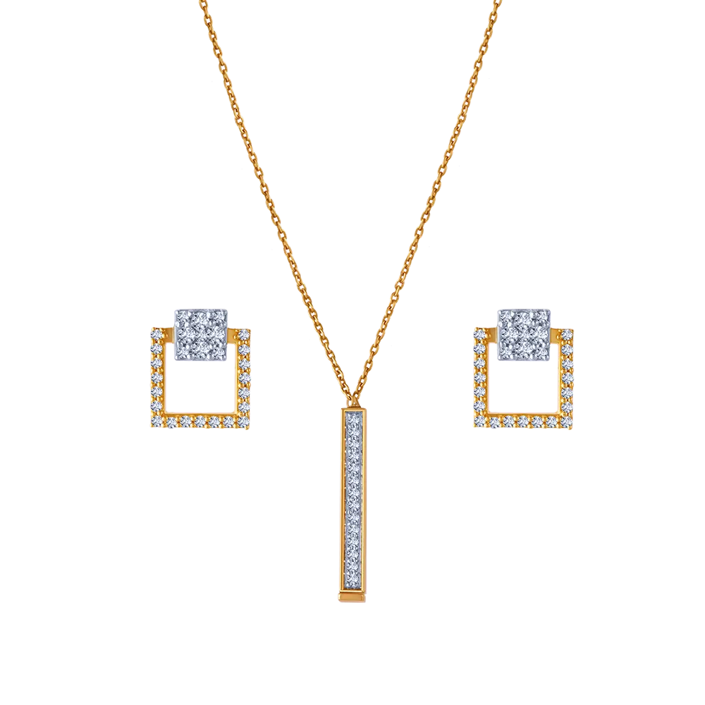 18k Sublime Petite Diamond Necklace Earrings Set