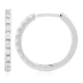 18k White Gold .28ct Diamond Hoop Earrings