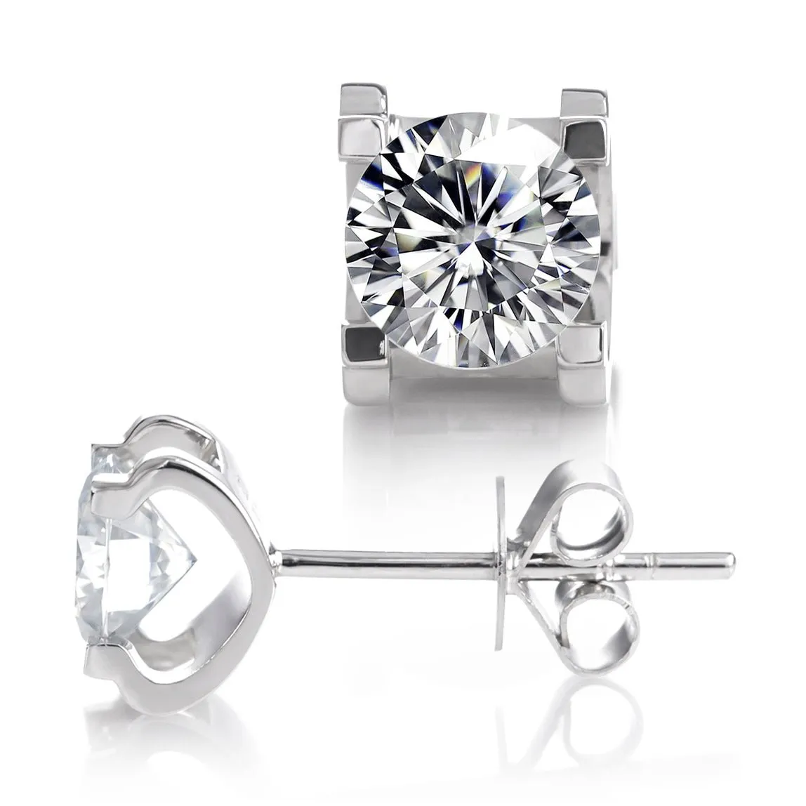 18K White Gold Heart Diamond Earrings