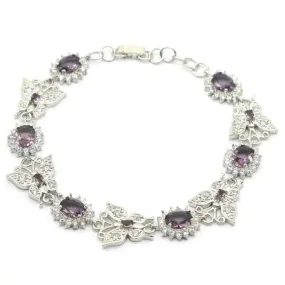 18k White Gold Plated Created Amethyst Butterfly Tennis Bracelet