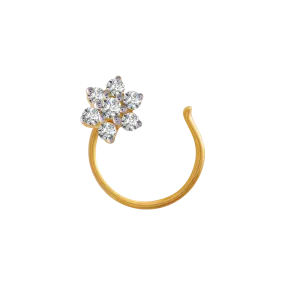 18KT (750) Yellow Gold And Diamond Nose Pin For Women