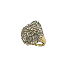 2 ctw Baguette and Round Diamond Cluster Ring