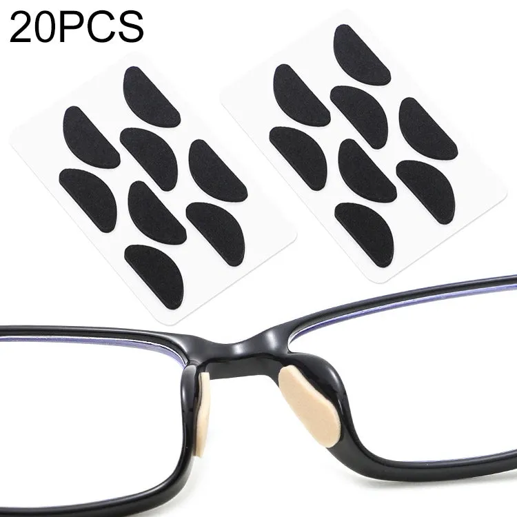 20 PCS Glasses Nose Strip Soft EVA Sponge Nose Mat Comfortable No Pressure Mark Does Not Remove Makeup Anti-Height Eye Frame Nose(D-type Black 1.0mm)