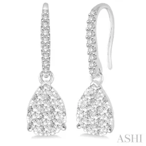 3/4 Ctw Pear Shape Diamond Lovebright Earrings in 14K White Gold