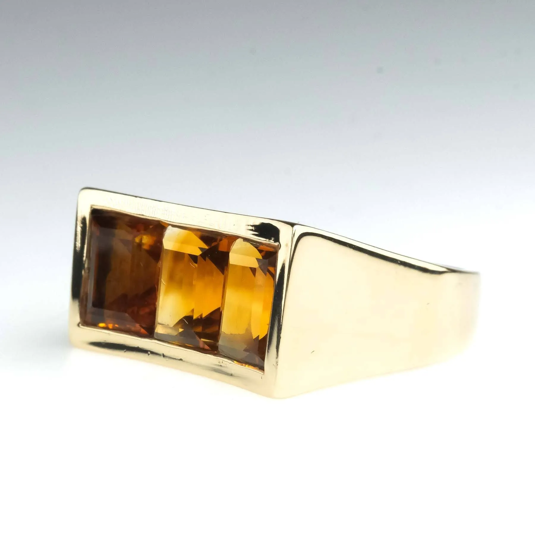 3.46ctw Three Stone Citrine Gemstone Ring in 14K Yellow Gold