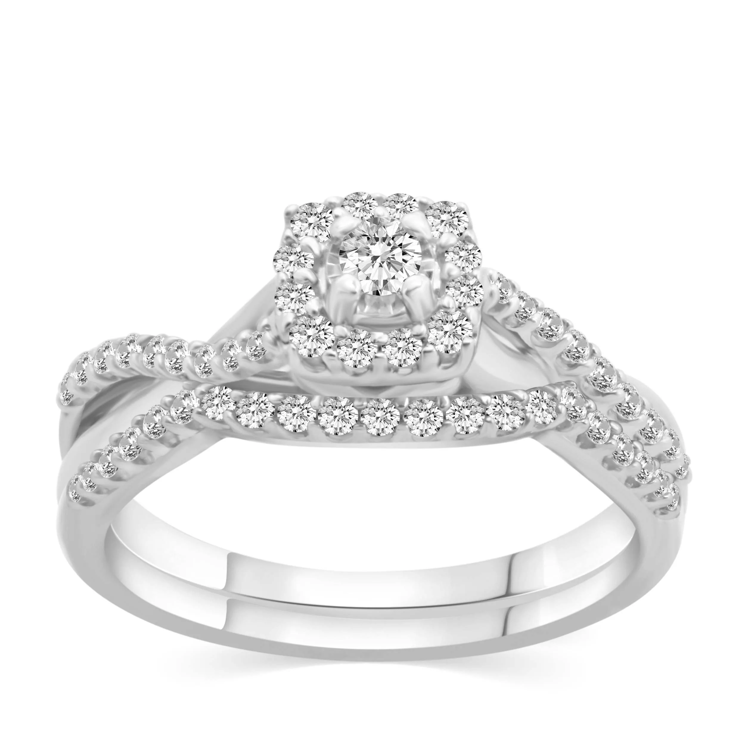 3/8 Cttw  (I2 Clarity) Diamond Infinity Cushion Engagement Wedding Bridal Ring & Band in 10K Gold